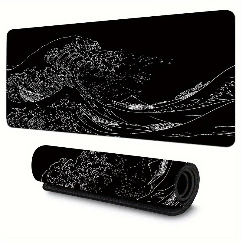 Gaming Keyboard Typewriter - Mouse Pad Gamer Onda Grande Preto