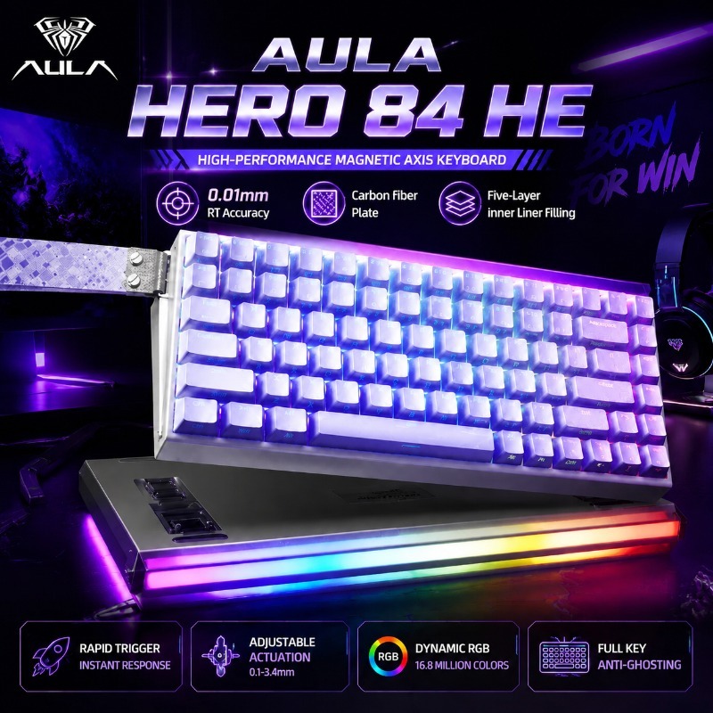 Gaming Keyboard Magnetic Switches - Teclado Mecânico Gamer Magnético AULA HERO84