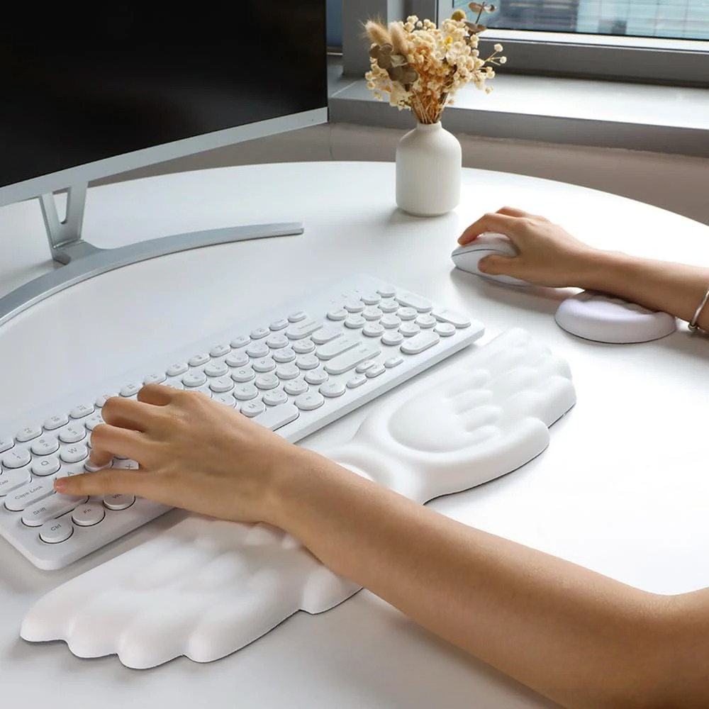 Gaming Keyboard Mouse Set - Mousepad ergonômico anjo teclado descanso de