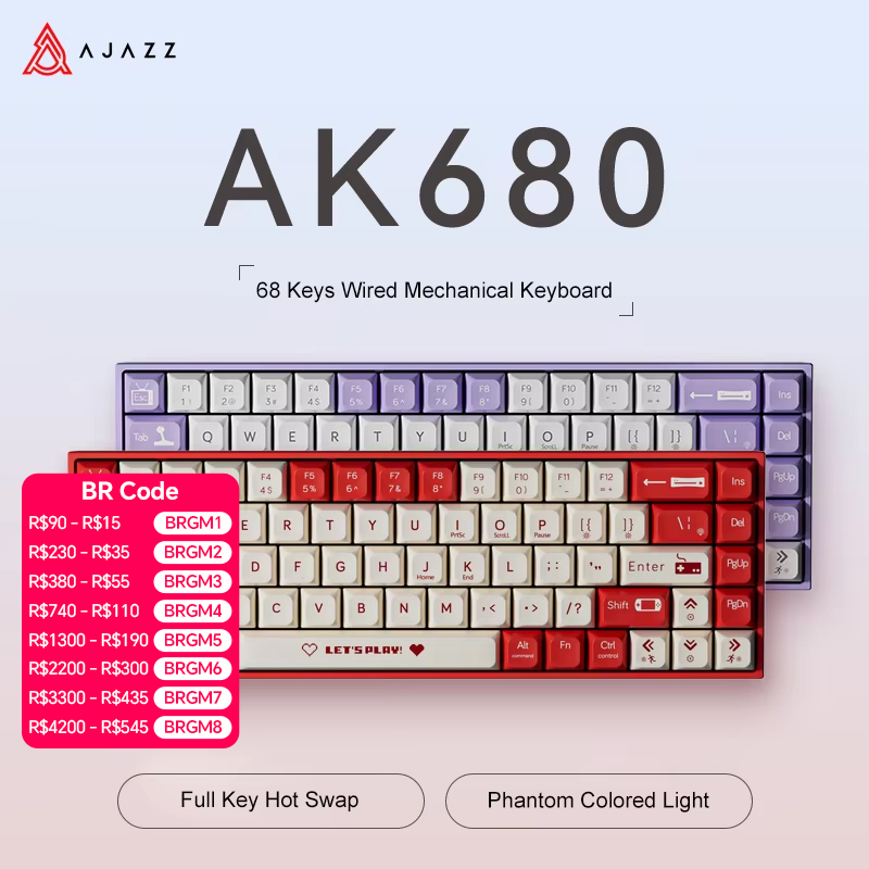 Gaming Keyboard Magnetic Switches - Teclado Mecânico Gamer AJAZZ AK680 65%