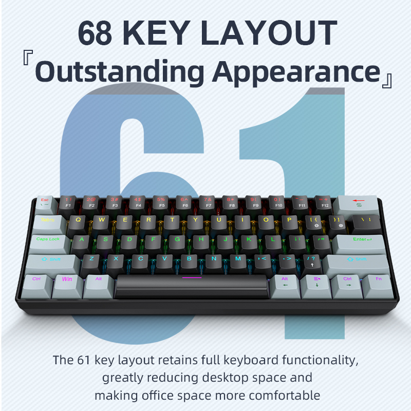 Gaming Keyboard And Mouse Combo - APAYADO K61 Mini teclado mecânico, com