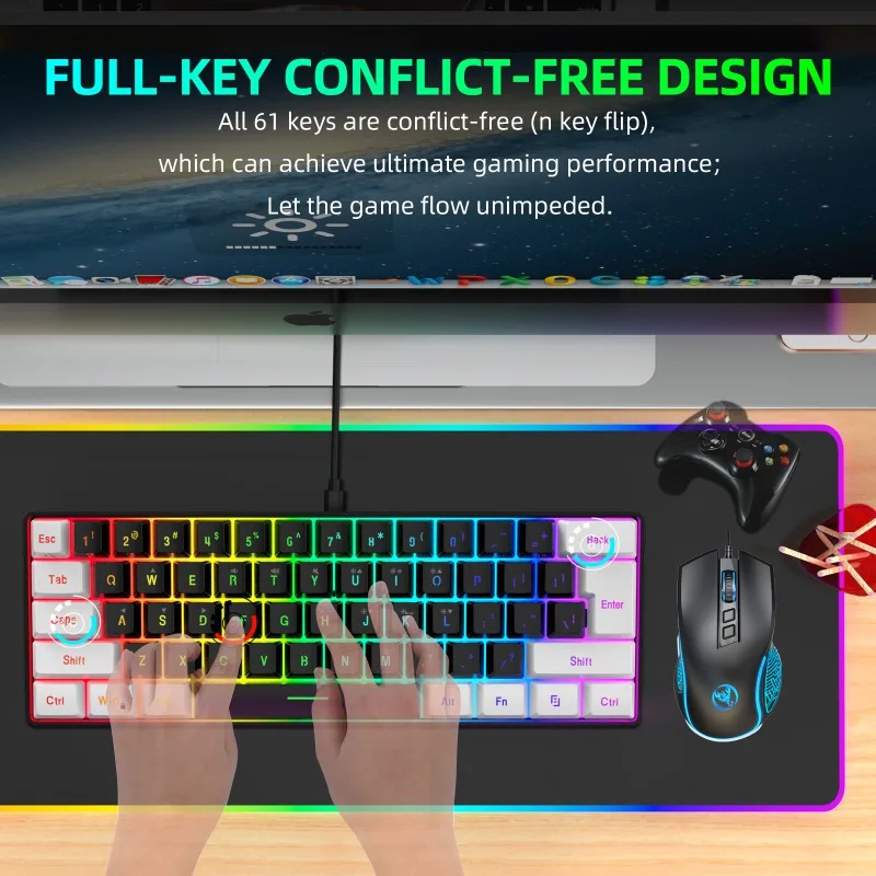 Kit de Teclado e Mouse 60% par - Gaming Keyboard And Mouse Combo avaliação e preço