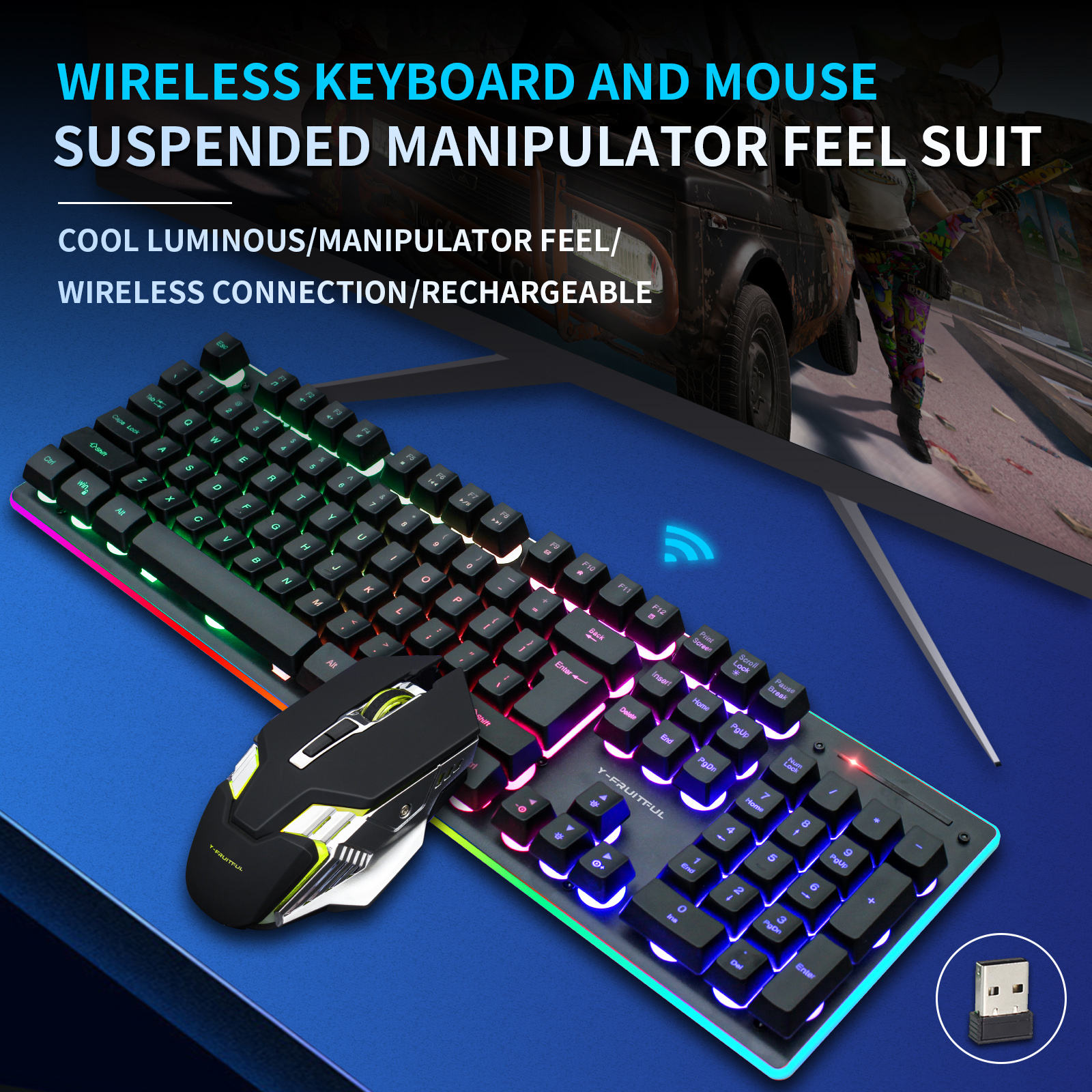 104 teclas RGB computador sem  - Gaming Keyboard And Mouse Combo avaliação e preço
