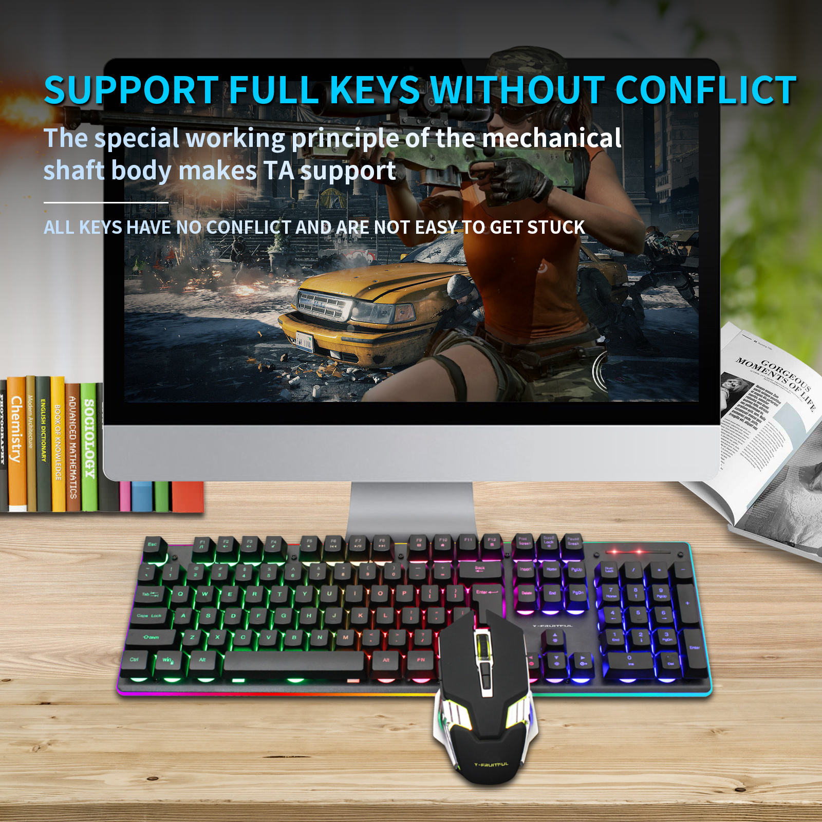 104 teclas RGB computador sem  - Gaming Keyboard And Mouse Combo avaliação e preço