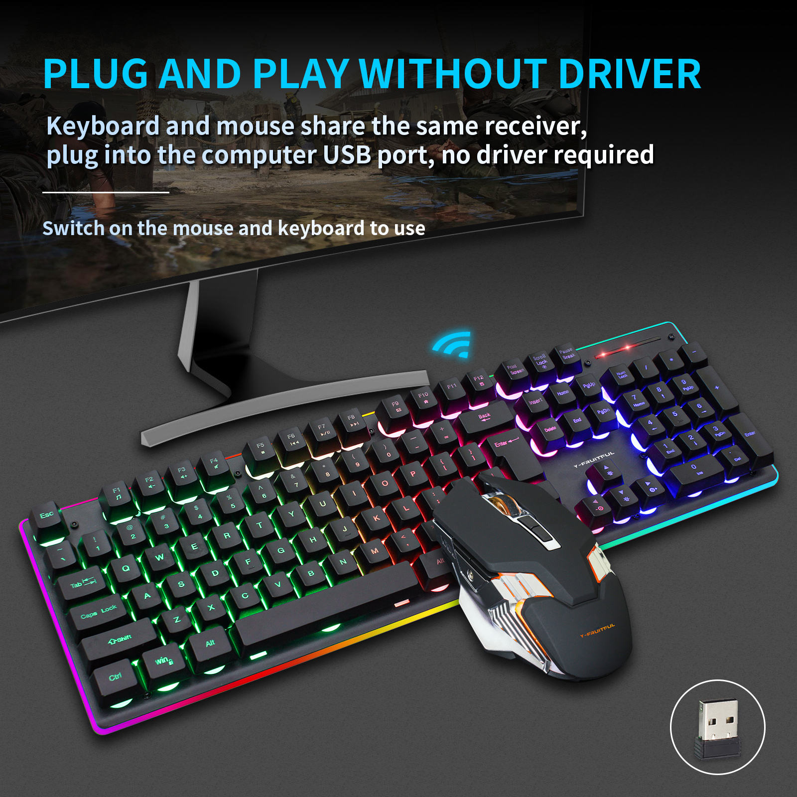 104 teclas RGB computador sem  - Gaming Keyboard And Mouse Combo avaliação e preço