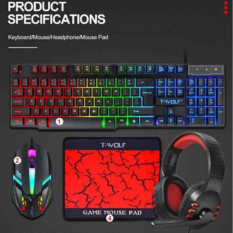 Combo Gamer 4 em 1 com Layout  - Gaming Keyboard And Mouse Combo avaliação e preço