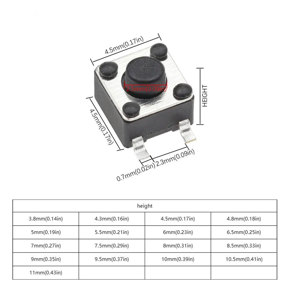 100 Peças 6*6*4.1~10 4 Pinos M - Gaming Keyboard Tactile avaliação e preço